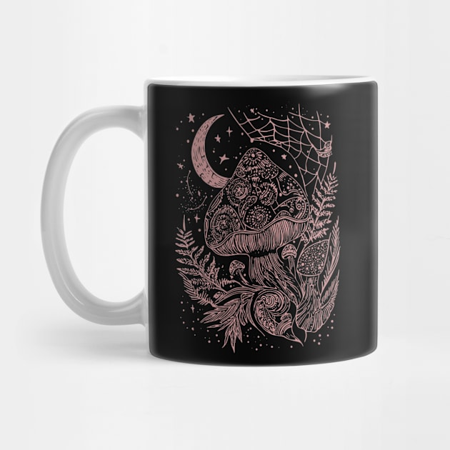 Nocturnal Mushroom at Night - Neo Folk Boho Style by TuncGK